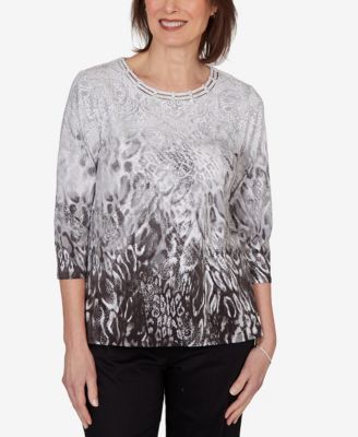 Women's Mono Ombre Animal Print Top