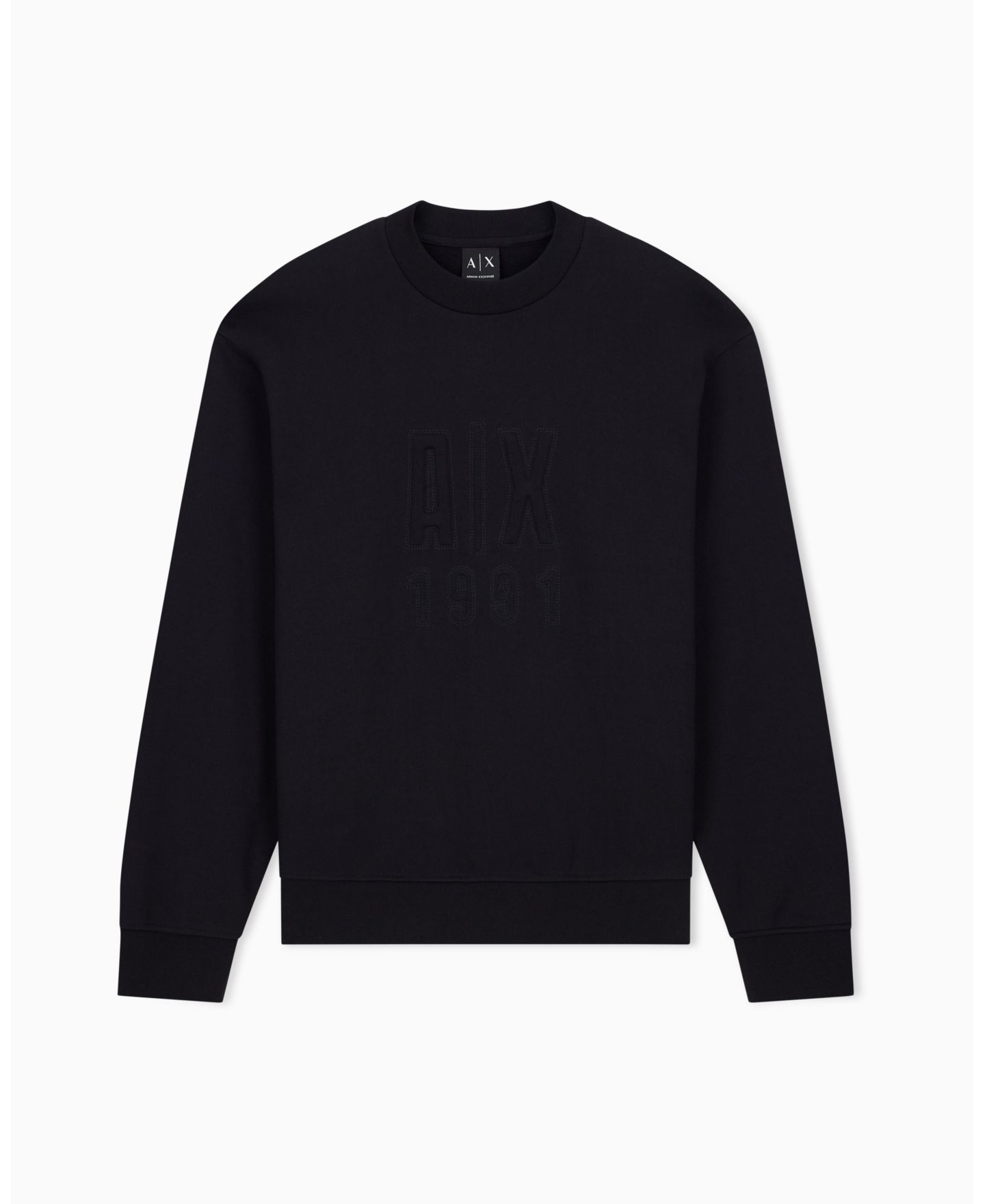 Мужская толстовка A|X Armani Exchange Tonal French Terry A X 1991 Crewneck, цвет: Чёрный — фото 1