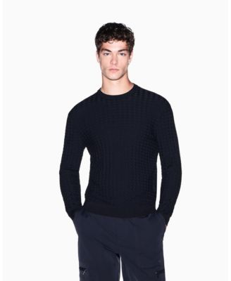 Men's Geometric Ribbed Viscose Crewneck Sweater