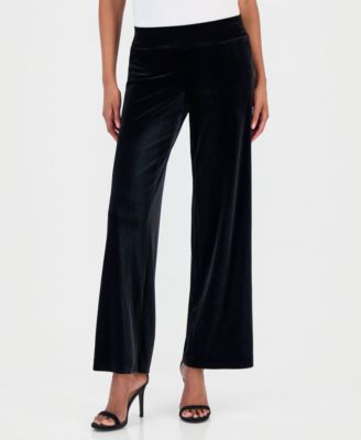 Women's Velvet High-Rise Pull-On Wide-Leg Pants