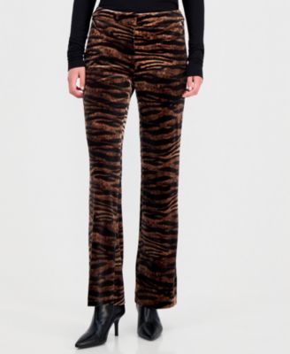 Women's Animal-Print Velvet Flare Pants