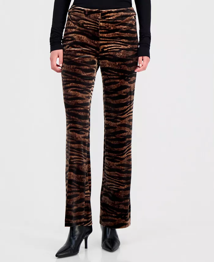 Women's Animal-Print Velvet Flare Pants