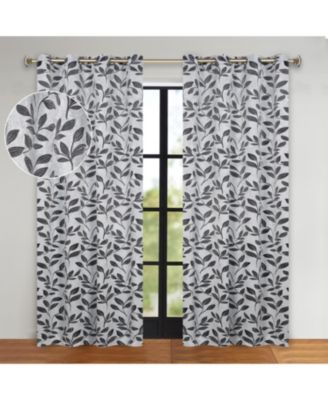 Leaves Room Darkening Grommet 2-Panel Curtain Set