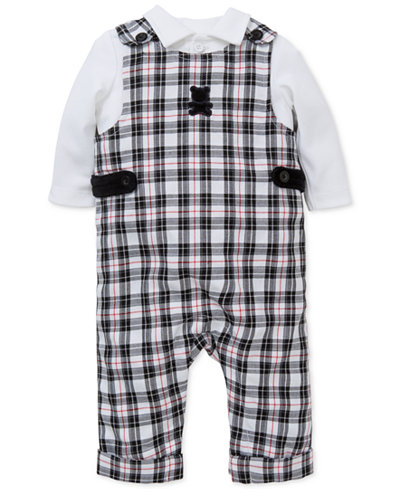 Little Me 2-Pc. Shirt & Plaid Overall Set, Baby Boys (0-24 months)
