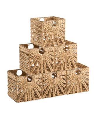 13 x 13 Inches Water Hyacinth Seagrass Storage Basket - Set of 6