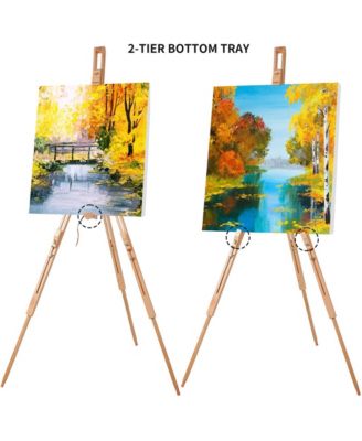 Tripod Field Painting Easel with Carrying Case - Solid Beech Wood Universal Tripod Easel Portable Painting Artist Easel