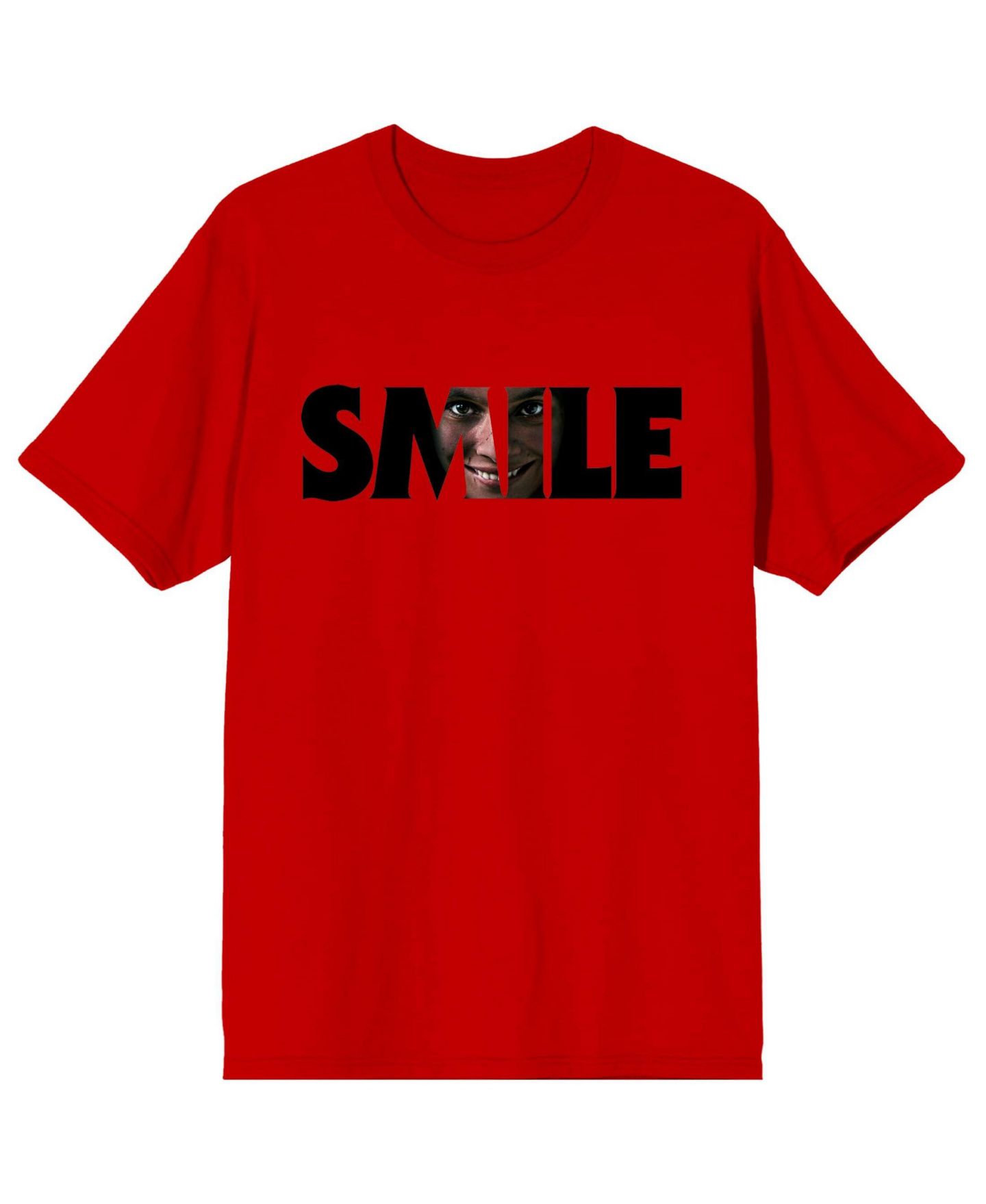 Мужская футболка Smile Text With Hidden Face Crew Neck Short Sleeve Adult Red T-shirt-XXL, цвет: Красный — фото 5
