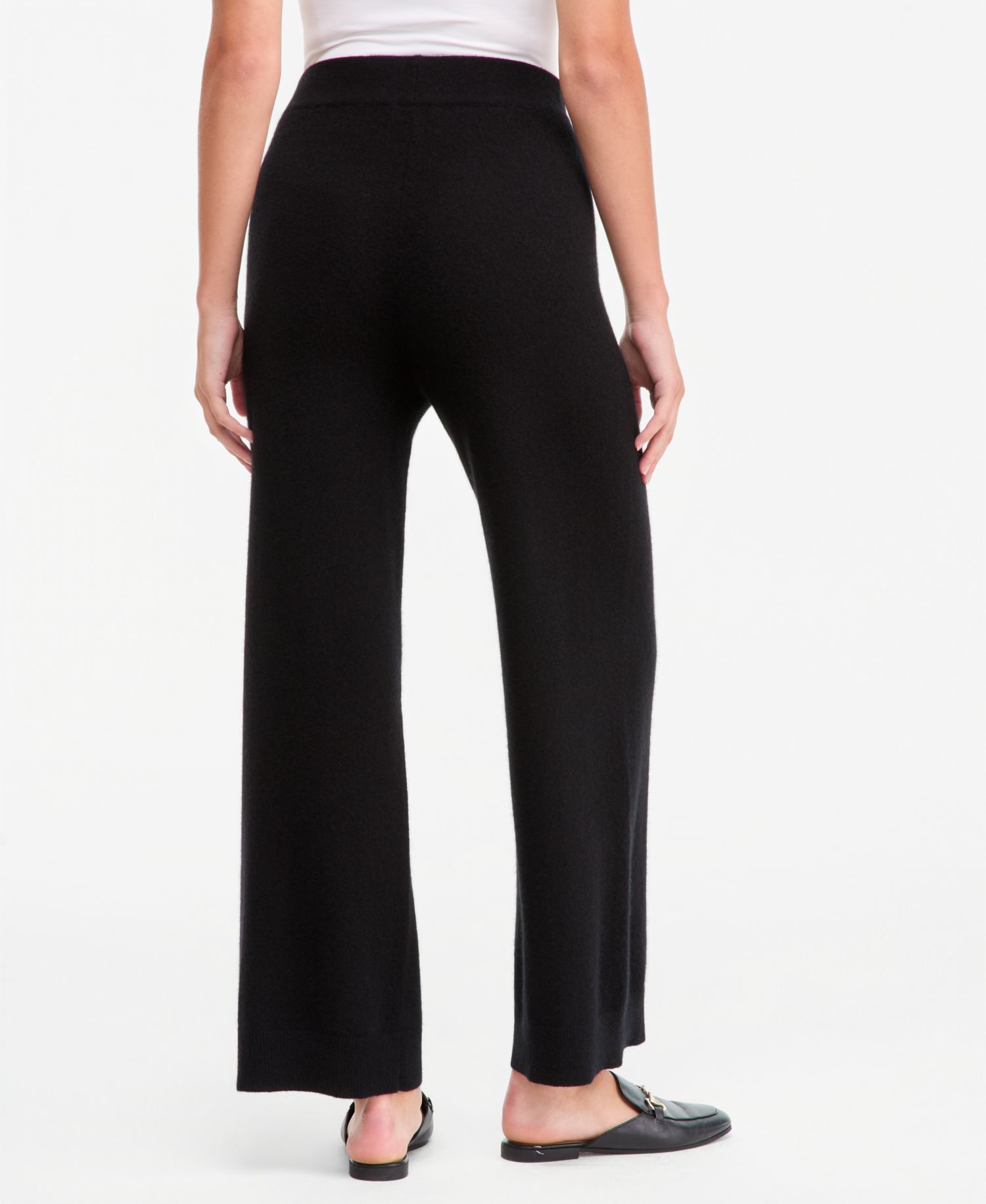 Women's 100% Cashmere Pull-On Wide-Leg Pants