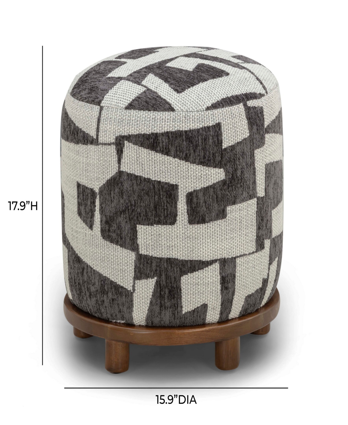 Tov Furniture Bisou 17.9" Fabric Jacquard Ottoman