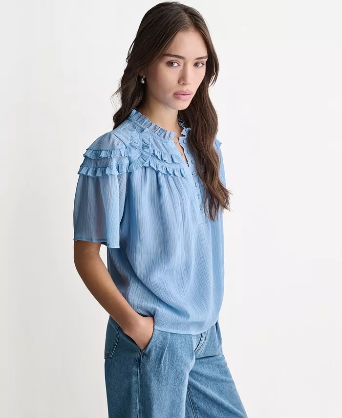 Women's Crewneck Short-Sleeve Ruffle Top - thumbnail 10