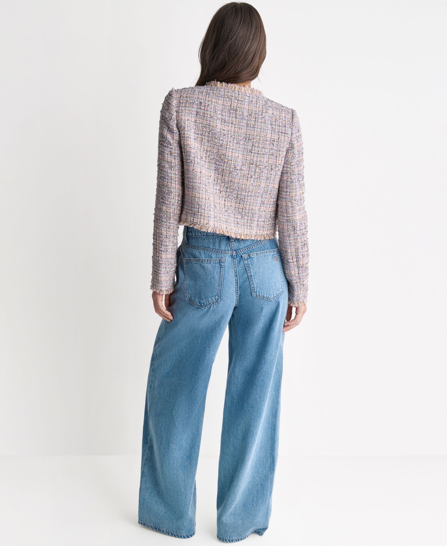 Женская куртка BCBG Crewneck Fringe Detail Tweed, цвет: Разноцветный — фото 5