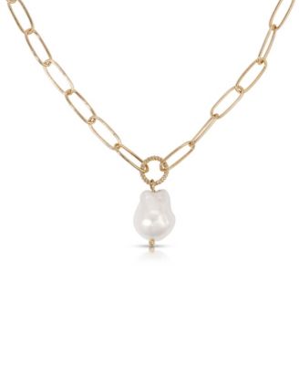 18k Gold-Tone Plated Single Cultured Pearl Necklace