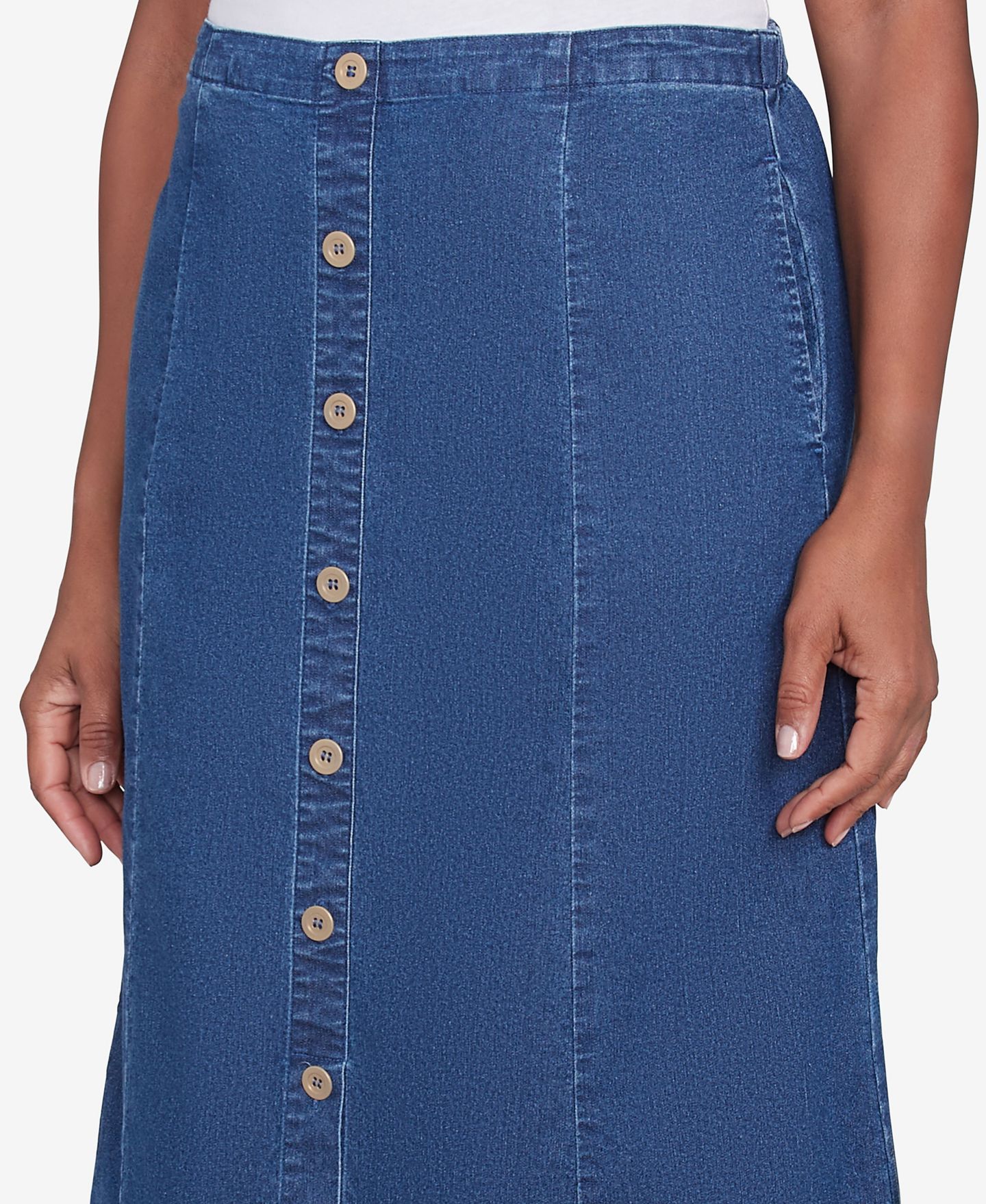 Женские юбки Alfred Dunner Petite Paneled Full Length Denim Skirts, цвет: Тёмный джинсовый — фото 6