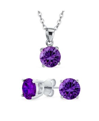 4CTW Round CZ Solitaire Stud Earrings and Pendant Necklace Set .925 Sterling Silver