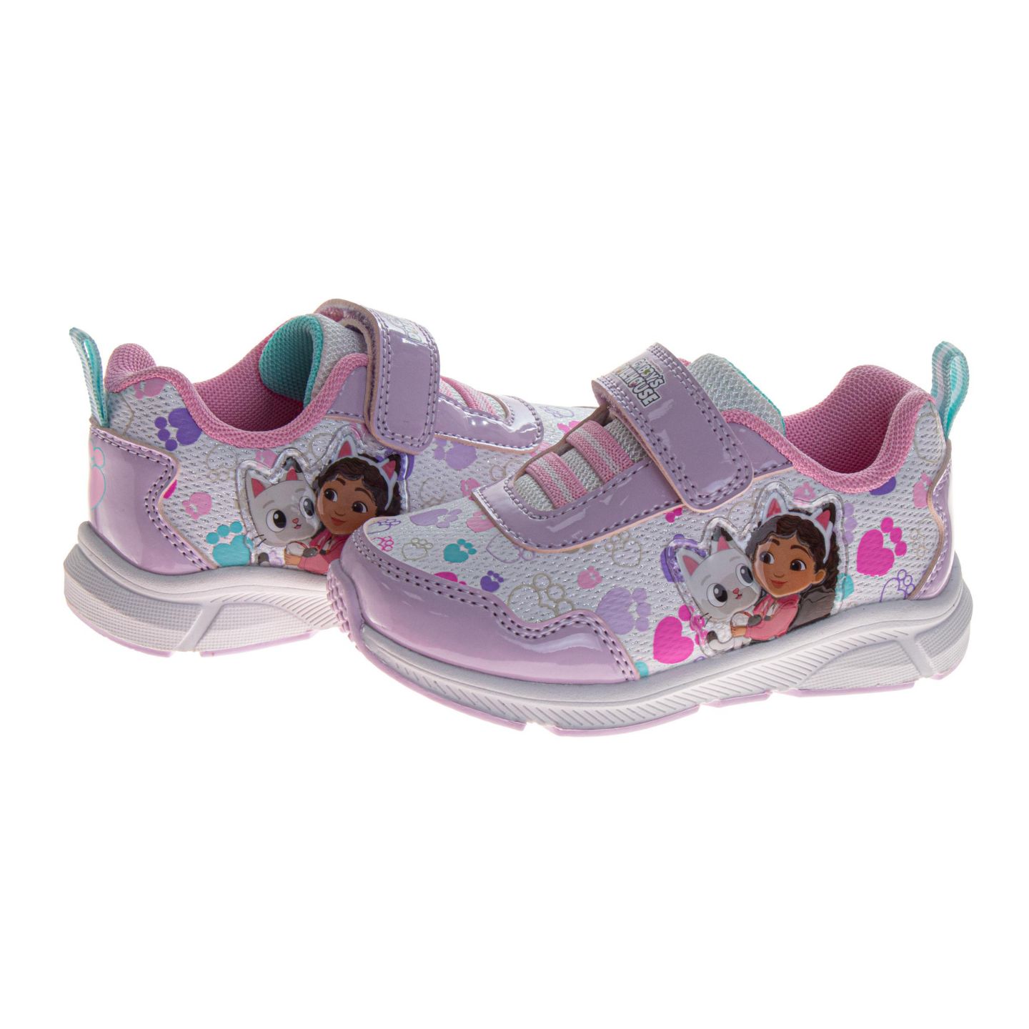 Кроссовки Gabby's Dollhouse Athletic Hook and Loop Light-Up для девочек, цвет: Фиолетовый разноцветный — фото 6