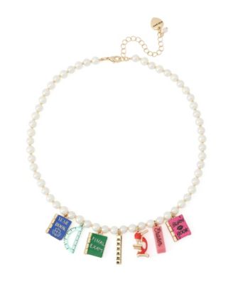 Faux-Stone Best In Class School Supplies Charm Imitation Pearl Necklace