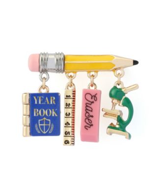 Multi-Colored Best In Class School Supplies Charm Brooch