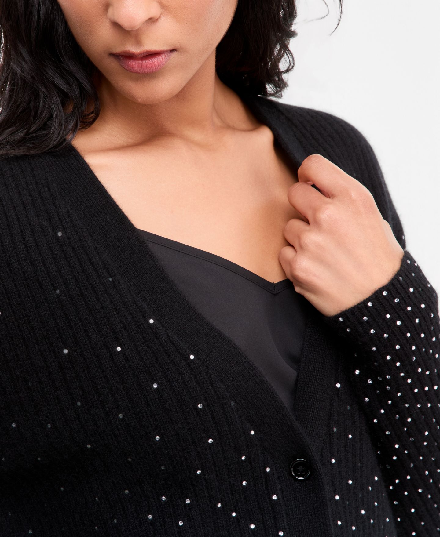 Женский кардиган Charter Club 100% Cashmere Embellished Boyfriend, цвет: Чёрный — фото 3