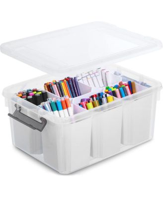 Plastic Storage Box With Lids Stackable Organizer
