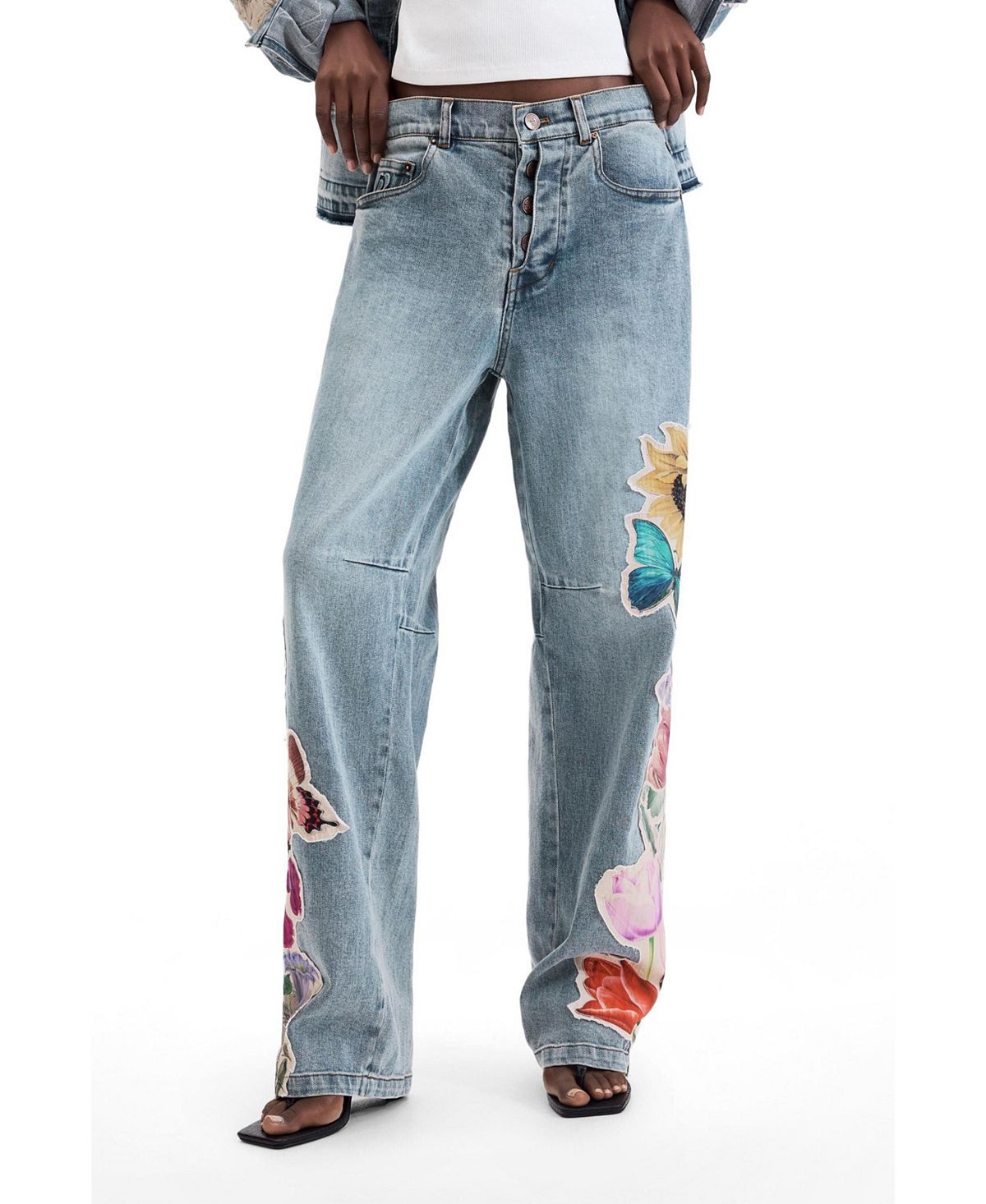 Desigual Women's Printed floral jeans view 2 — MAYCSS fashion products