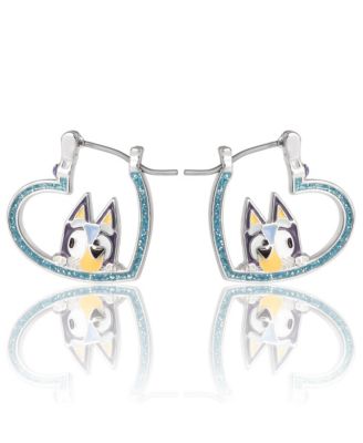 Heart Hoop Earrings Official License, Silver Flash-Plated with Enamel Pendant