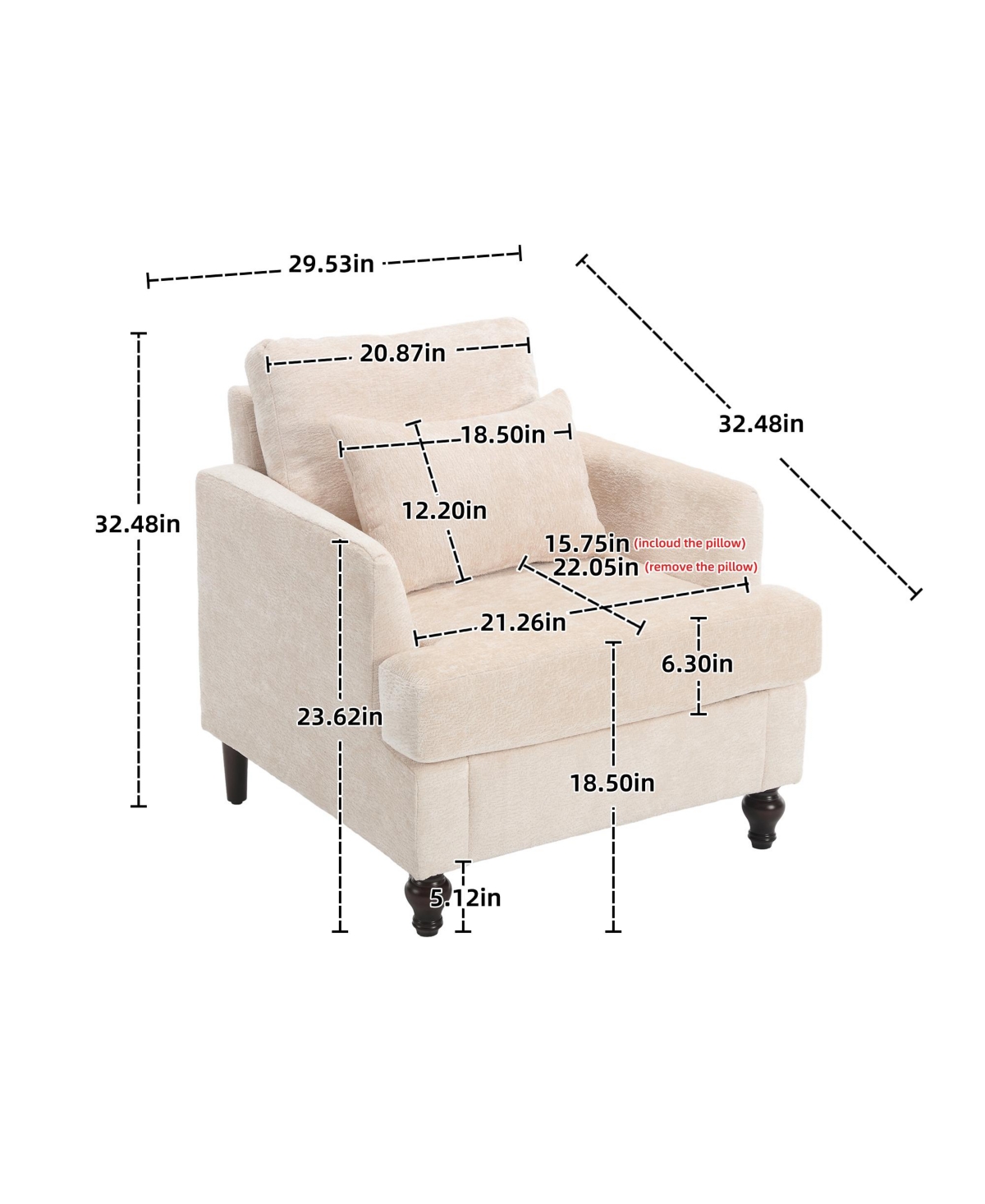 Clihome Modern Accent Chair Lounge for Living Room,Tufted Club Chair, Mid Century Arm Chairs with Studded,for Bedroom