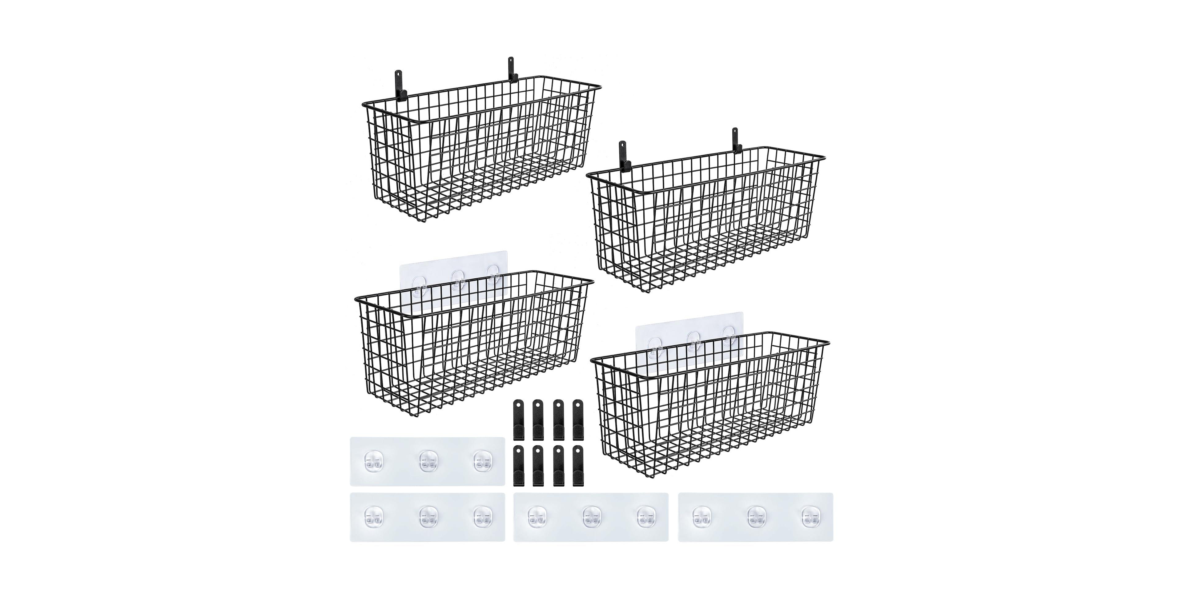 Xdovet Wire Wall Hanging Storage Baskets with Hooks