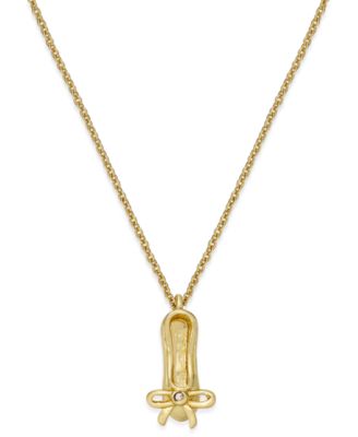 kate spade new york - Gold-Tone Crystal Ballet Slipper Pendant Necklace