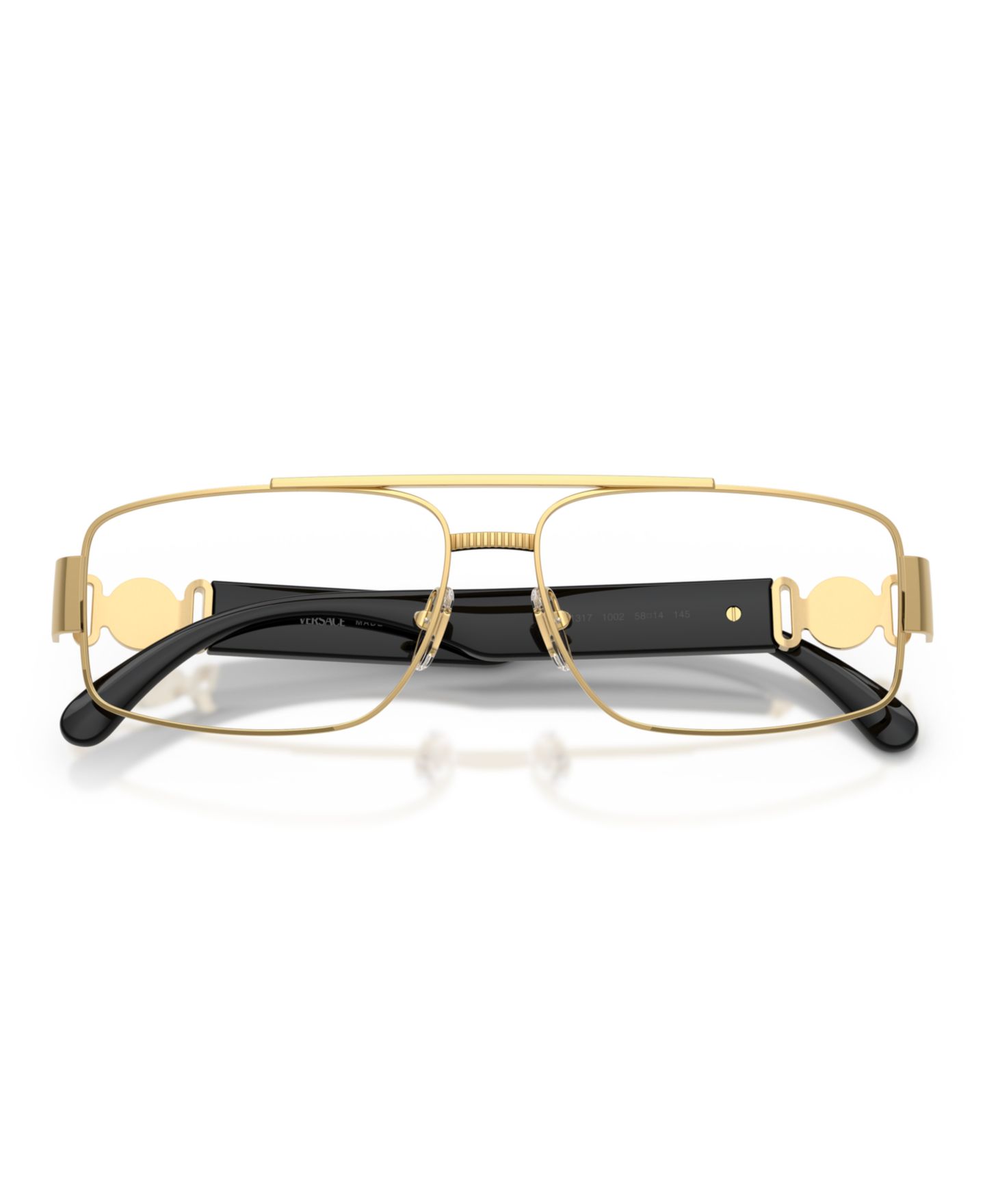Мужские очки Versace Man Rectangle Metal VE1317 Eyeglasses, цвет: Золотой — фото 3