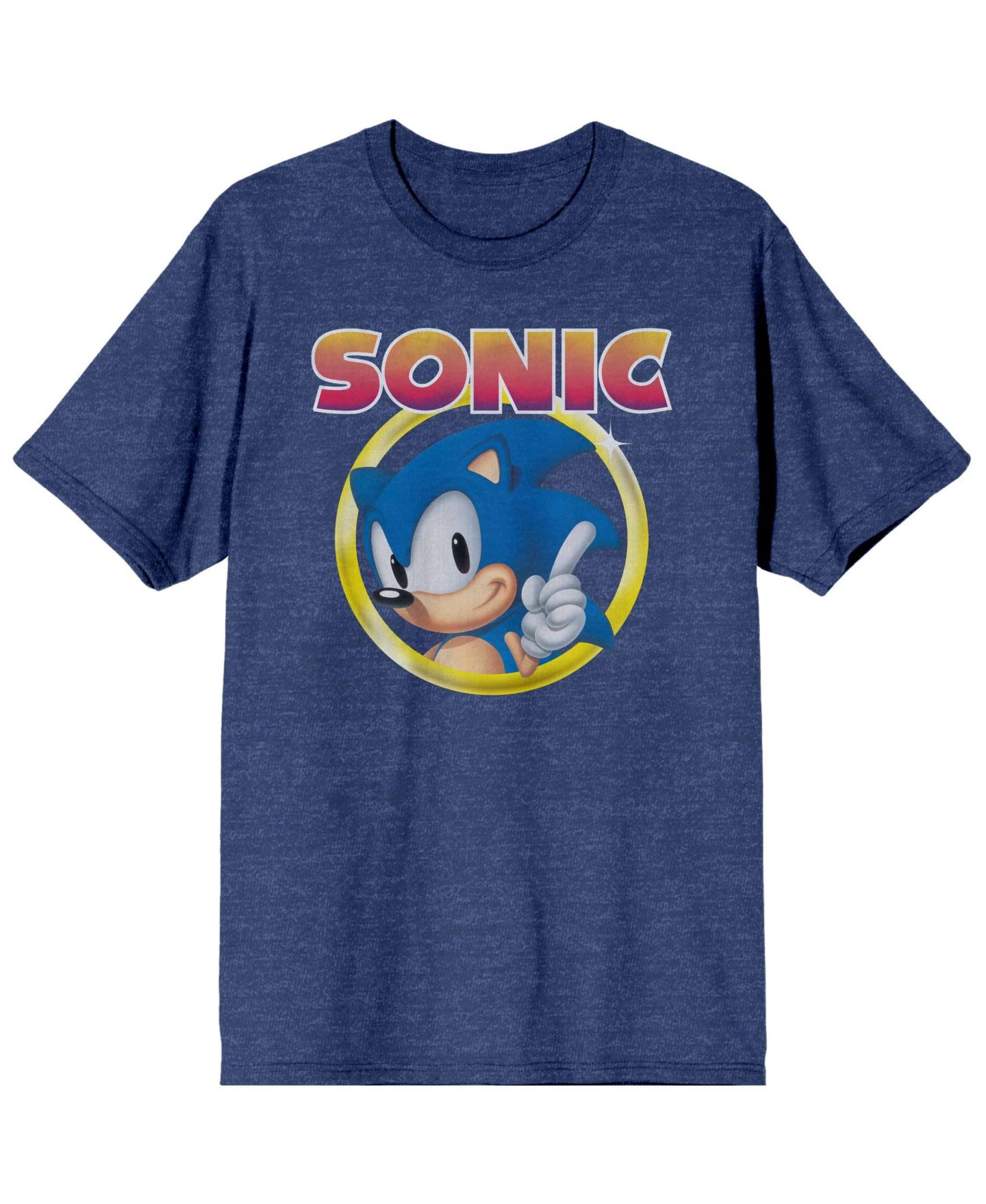 Мужской топ Sonic the Hedgehog Classic Character and Title Navy Blue Graphic, цвет: Синий — фото 6