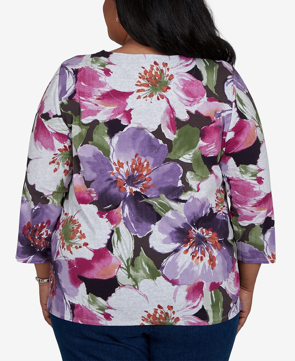 Alfred Dunner Plus Violet Blooms Knit Top