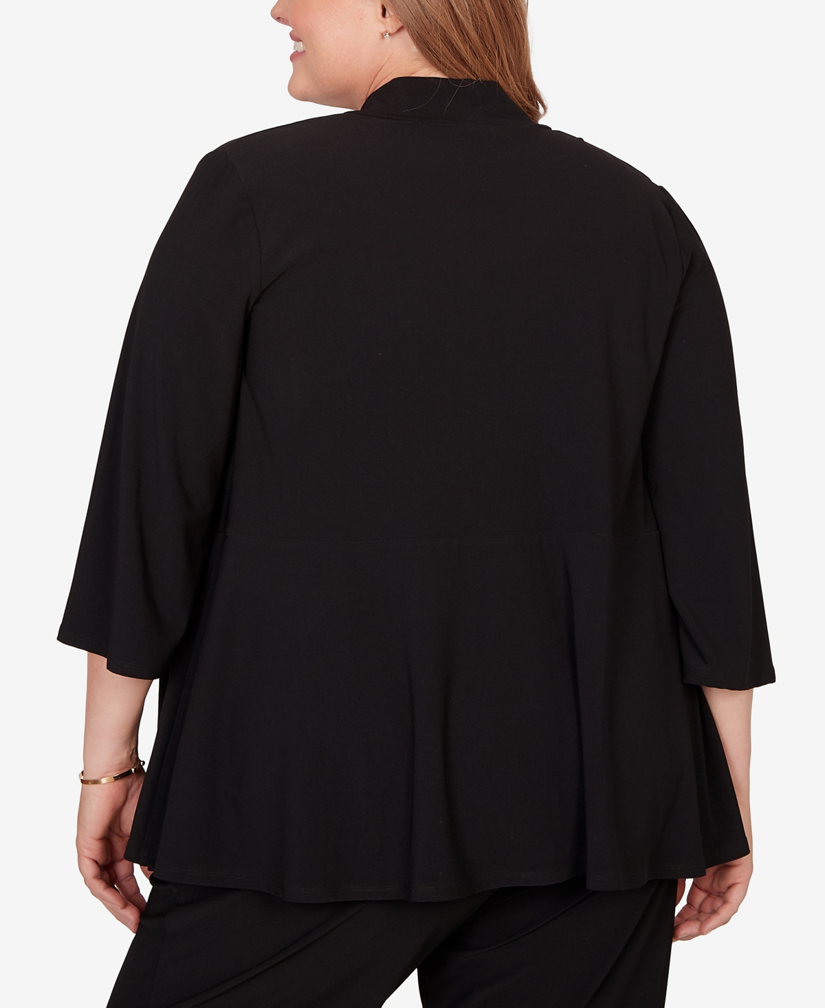 Alfred Dunner Plus Light Open Crepe Cardigan Top