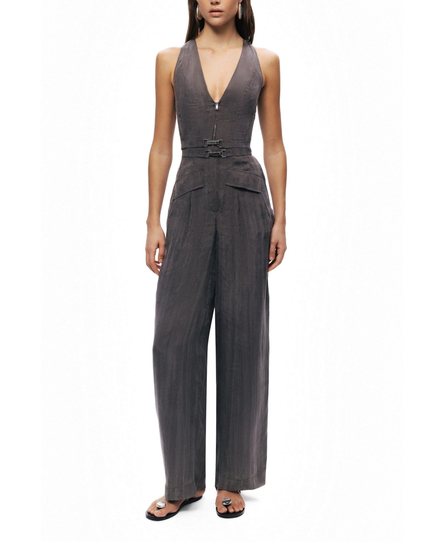 Женский комбинезон NOCTURNE Metal Belt Detail Jumpsuit, цвет: Антрацитовый — фото 2