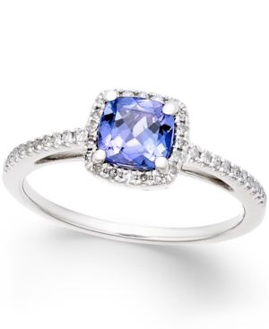 image of Tanzanite (5/8 ct. t.w.) and Diamond (1/8 ct. t.w.) Ring in 14k White Gold