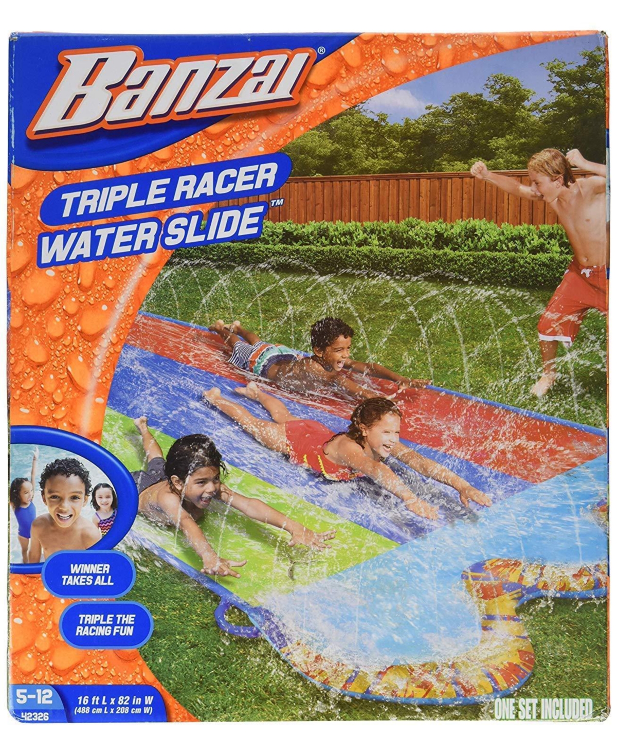 Aofar 16 Ft Triple Water Slide with Bodyboards