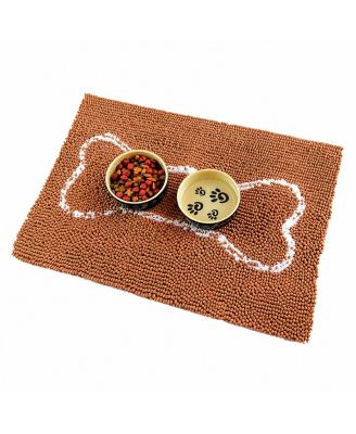 Absorbent Chenille Dog Food Mat Non-Slip Washable Quick Dry Pet Mess Mat