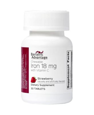 Iron 18 Milligram with Vitamin C Chewable Ferronyl Carbonyl Iron Gentle on Stomach Strawberry 30 Count