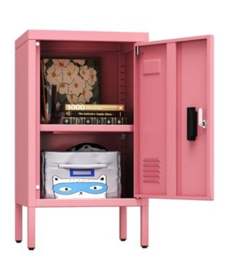 24.4" Small Metal Locker Cabinet with Lock and Adjustable Shelf, Vented Storage Organizer for Home Office