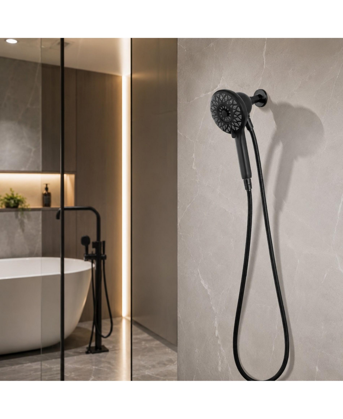 Phying Magnetic Handheld Shower Head 6 Spray Mode High Pressure Shower Head With 60 Inch Stainless Steel Hose For Bathroom Daily Use