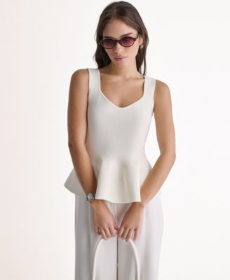Women's Sleeveless V-Neck Peplum Top