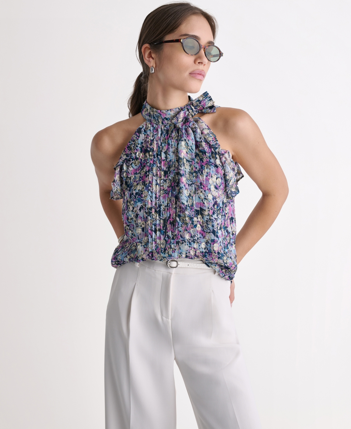 Bcbg Women's Printed Sleeveless Halter Top