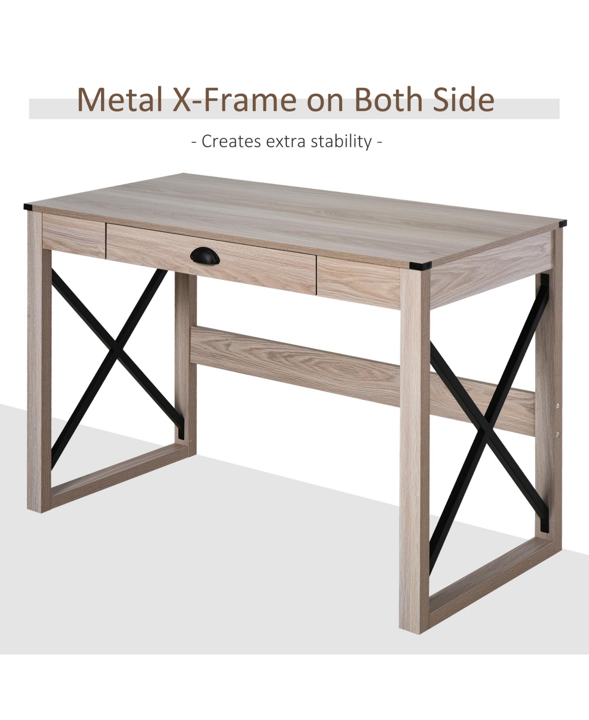Homcom Wood Writing Gaming Desk Home Studio Series Classic Desk for Living Room