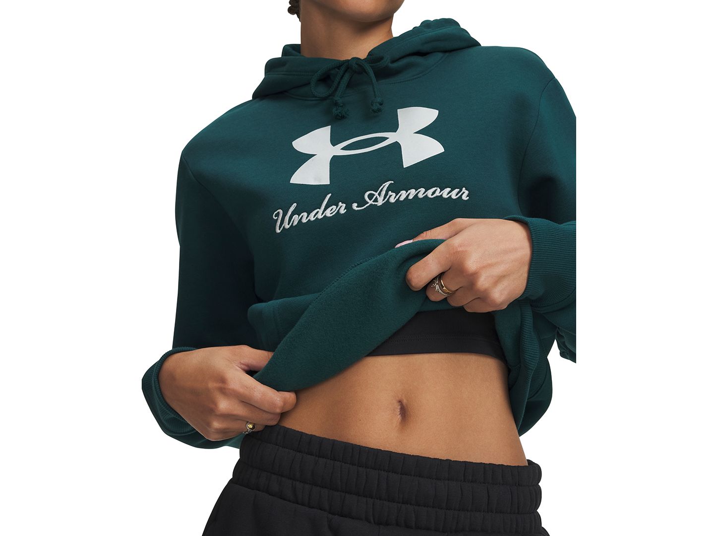 Женский свитшот Under Armour Rival Hooded Shimmer, цвет: Зелёный — фото 2