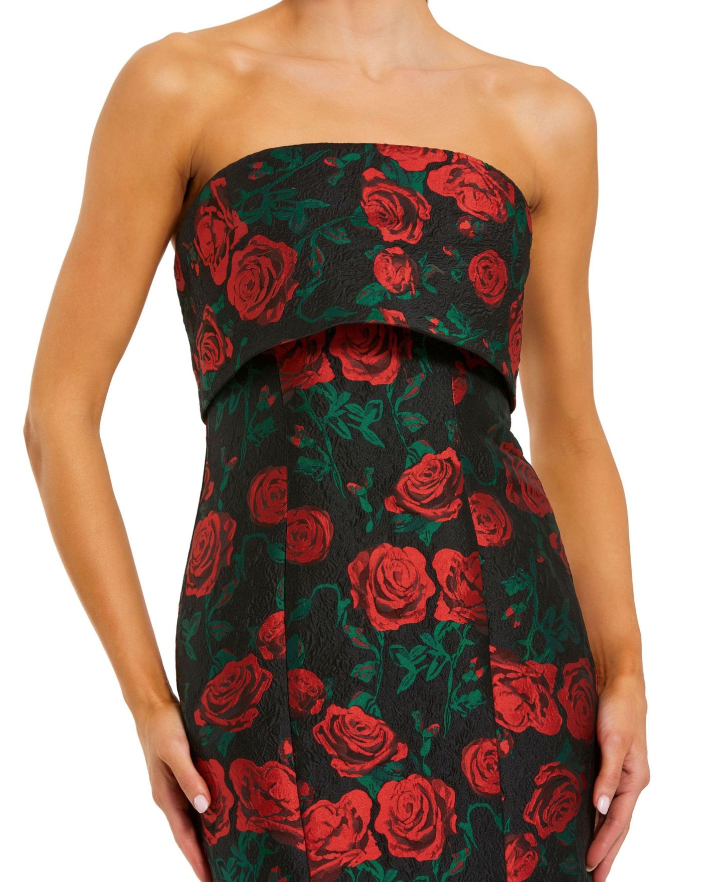 Женское платье Mac Duggal Strapless Floral Brocade Mermaid Gown, цвет: Чёрный разноцветный — фото 3
