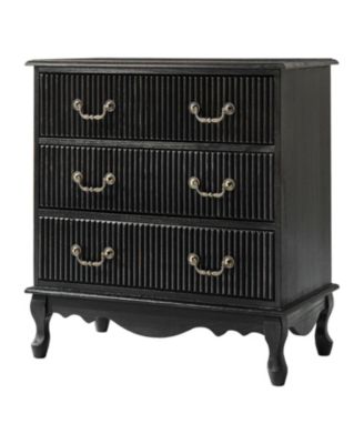 Larisa Transitional 28"W 3-Drawer Solid Wood Fluted End Table with Built-In Power Outlet and Simple Assembly