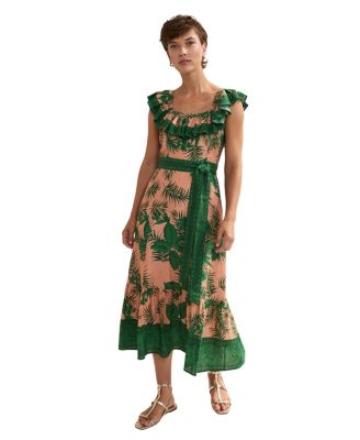 Women's Sandra Ruffled Square Neck Midi Dress
