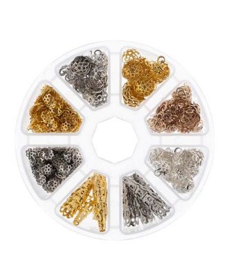 8-Slot Bead Caps Jewelry Findings Kit Assortment, 1020pcs