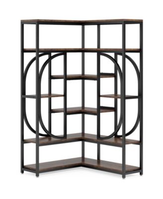 L-Shaped Corner Bookcase with 7 Open Shelves
