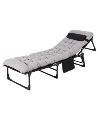 Heavy-Duty Folding Camping Cot Bed for Adults – Mattress Included, Double Layer Oxford, Portable Recliner for Home