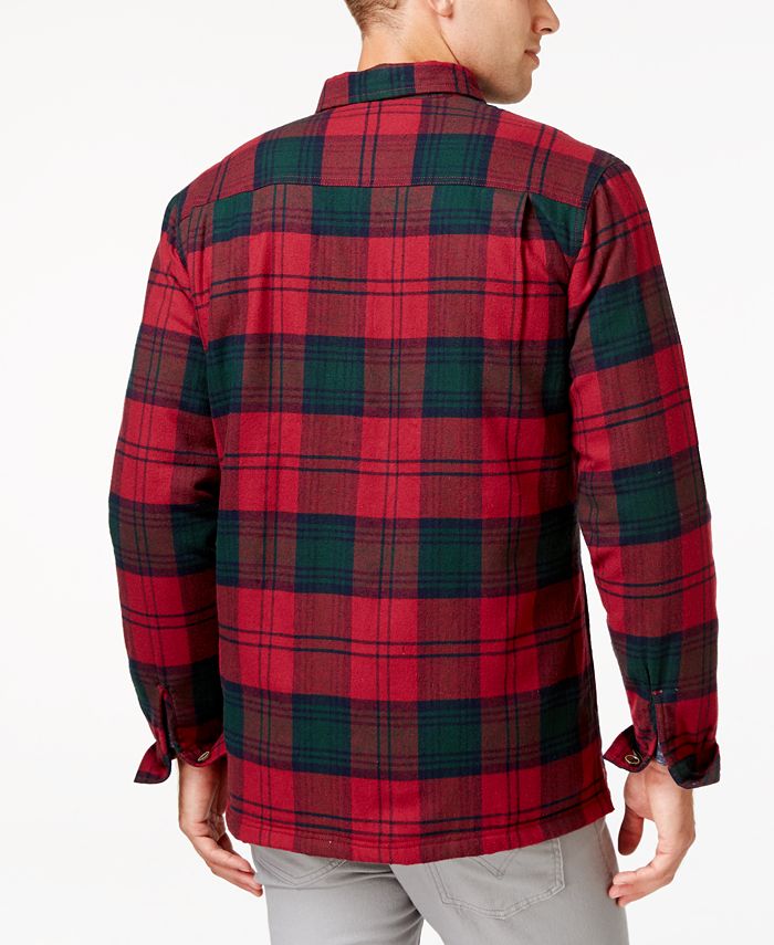 Weatherproof Vintage Men's Faux FurLined Plaid Flannel Shirt Jacket